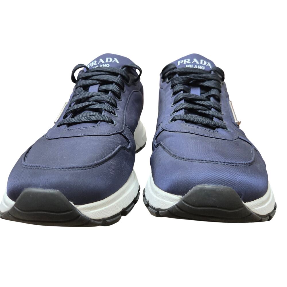NWOT Prada Men Lux Prax 01 Re-Nylon Triangle Low Top Sneakers Navy Blue 12 - Picture 4 of 11